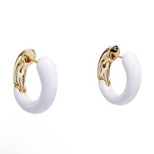NEW Mayamar White Enamel Huggie Hoops